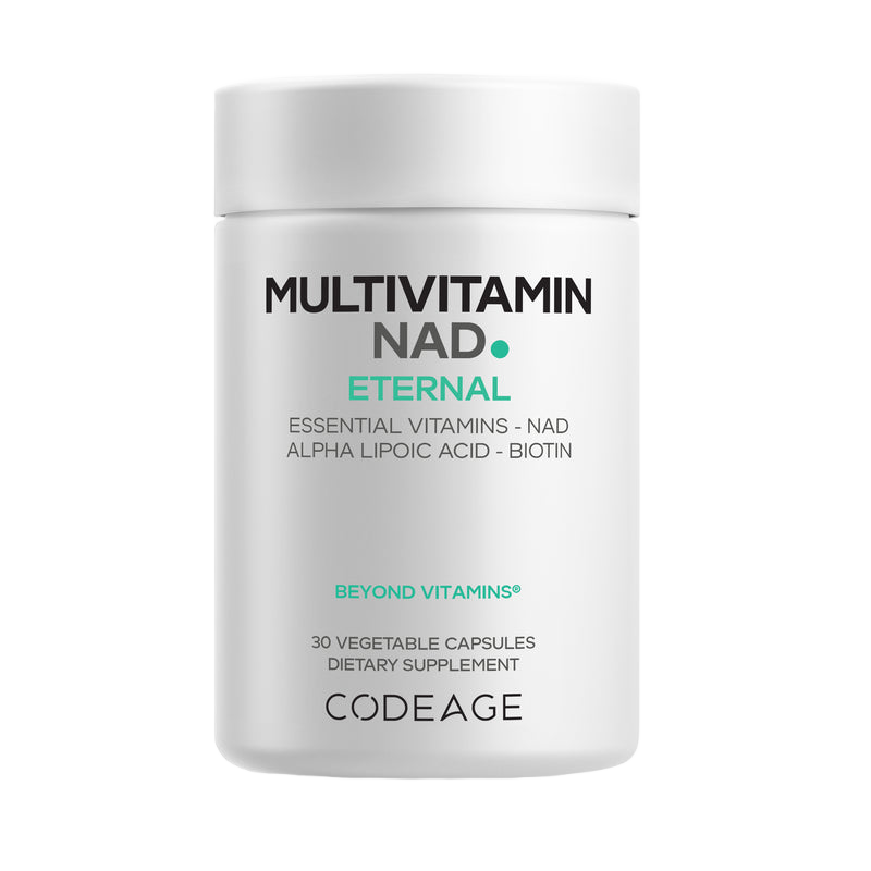 Codeage Multivitamin NAD Supplement - NAD+ Energy & Healthy Aging Support - Vitamin D3 K2, P5P, Methylated B12, Alpha Lipoic Acid, Folate, Riboflavin, Biotin, B Complex Pills - Non-GMO - 30 Capsules